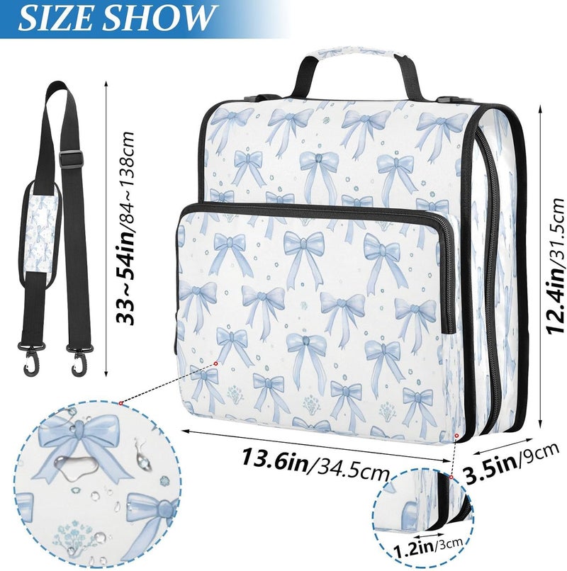 KEEPREAL Blue Bows Zipper Binder for School with Shoulder Strap & Extra Pockets - 1.5 Inch 3-Ring Binder Holds 500+ Sheets, Textbooks, Laptop - Image 4